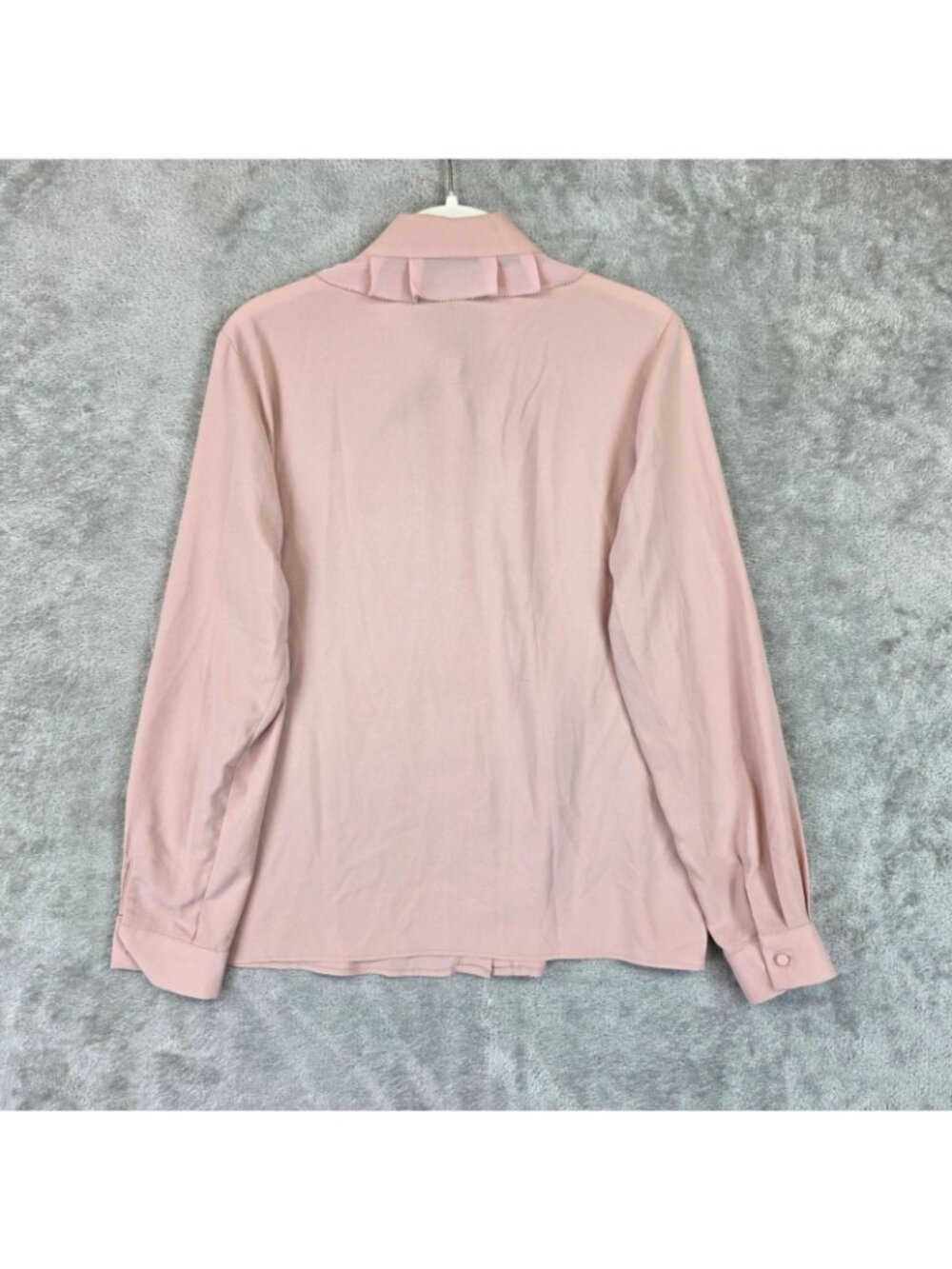 Jeong Gam Studios Blouse Womens M Pink Collared Long Sleeve Bow Ruffle Top - Picture 2 of 10